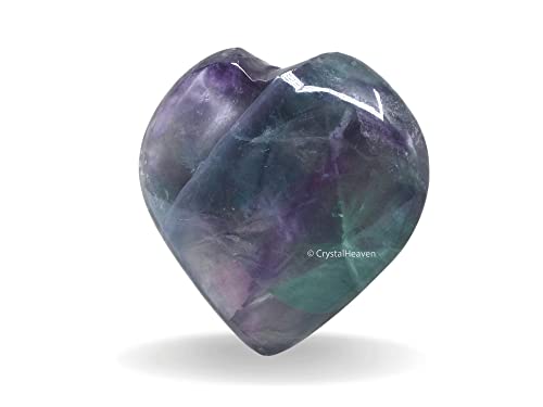 Image of Certified Purple Fluorite Crystal Heart Palm Pebbles Stones for Anxiety Stress Relief Massage - AAA Grade Original Healing Gemstone Agate Heart Palm Stone for Yoga Meditation Spiritual