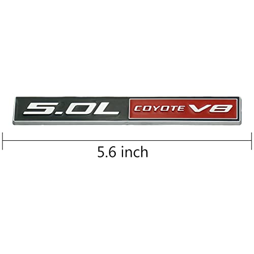 Image of 2Pc 5.0L Coyote V8 Emblems 3D Adhesive Badge V8 Engine Trim Fender Hook Trunk Decals Stickers Compatible for car (Black Red)