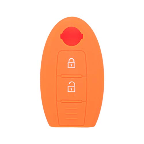 BROVACS Silicone Cover Protector Case Holder Skin Jacket Compatible with NISSAN 2 Button Smart Remote Key Fob CV9506 Orange - Image 2