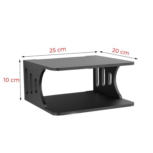 Image of Set Top Box Stand Wall Shelf & WiFi Modem Display Rack for Living Room (Full Grey)