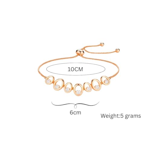 Image of Nilu's Collection Rose Gold & Silver Plated American Diamond Adjustable Bracelet For Women | Anti-Allergy | Anti-Tarnish| Office Wear