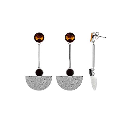 Ambre cerise et cognac pendantes anti-ternissement argent rhodié
