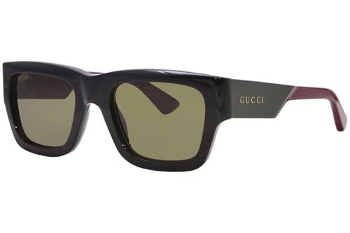 Gucci GG1668S 003 Sunglasses Men's Black/Red/Green Rectangle Shape 52mm