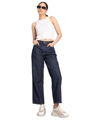 Image of INKD Women's Relaxed Fit Jeans - Mid-Rise | 100% Cotton | Jeans for Women (Available in Plus Sizes)