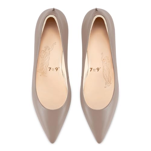 7or9 Nude Heels for Women Comfortable Women’s Pumps Breathable Lambskin White Heels Closed Toe Dressy Prom Heels 2"3