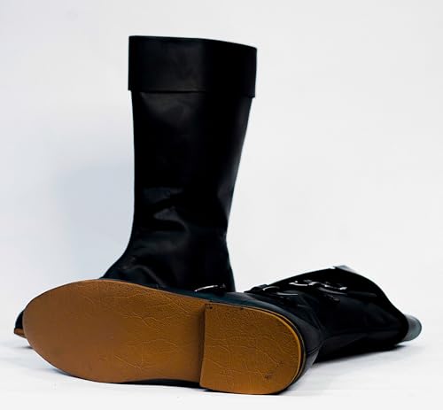 Medieval Leather Boots Mens Leather Shoes Black 4-Buckle Handmade Design Renaissance Design Fantasy SCA LARP Pirate Costume Reenactment Footwear Ren-Faire Footwear Cosplay Riding Shoes4