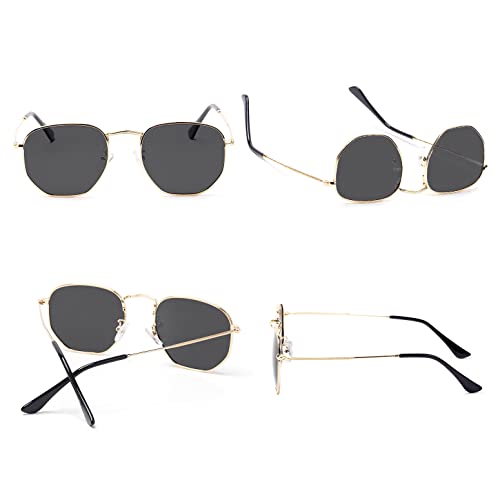 Hipster Hexagonal Polarized Sunglasses Men Women Geometric Square Small Vintage Metal Frame Retro Shade Glasses3