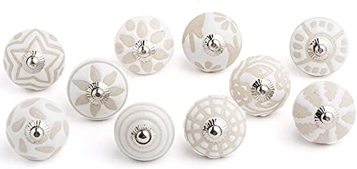 Image of Ceramic Door Handle Knobs /Drawer knobs /Pull Knobs (Pack of 6, Color White Mom)