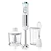 arendo - Mixeur Plongeant INOX 1200 W, Mixeur à Main, Couteau à 4 Lames, Presse-purée, Variateur Multi Vitesses et Bouton Turbo, Verre doseur 800 ML, Fouet, Hachoir 500 ML, Pied de mixeur Amovible