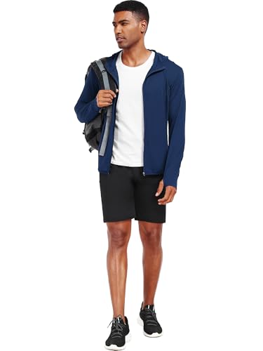 Image of NELEUS Men's Workout Fishing Shirts UPF 50+ Light Jacket Full Zip Sun Protection Long Sleeve Hoodie for Men Hiking