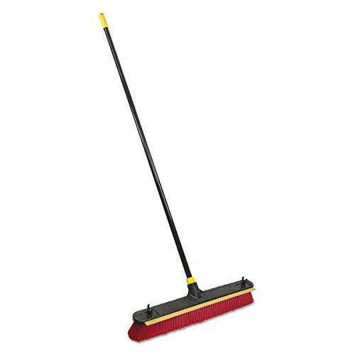Image of Quickie 24-Inch Knockdown 2-in-1 Multi-Surface Push Broom with Squeegee, Black /Red (6352ZQK)