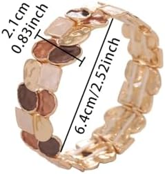 MITH SB TAKI Esnek Bileklik, Geometrik Desenli, Haki Renk, Çinko Alaşım, Kadın, Bohem Tarz, Yetişkin, 18 Ayar Altın Kaplama - Görsel 4