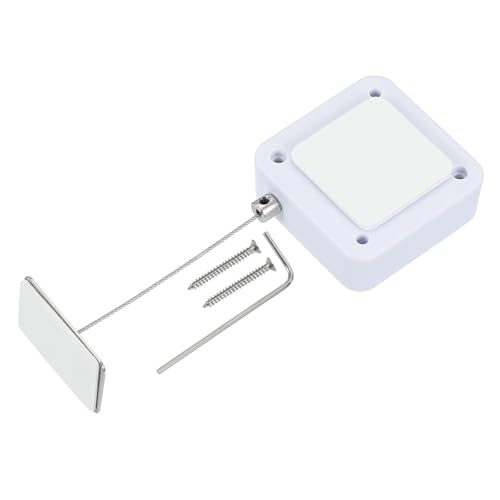 PATIKIL 1,5m Cavo Sicurezza Retrattile Telecomando, Blocco Cavo Lucchetto con Adesivo Biadesivo e Vite per Telecomando TV Controller Gioco, Bianco (Tappo Ferro Quadrato)