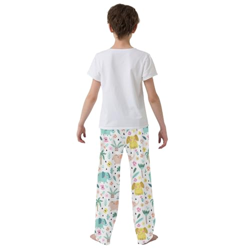 ZZXXB Funny Cartoon Elephant Boys Long Pants Soft Trousers Elastic Waist Kids Lounge Bottoms with Pockets S-XL3