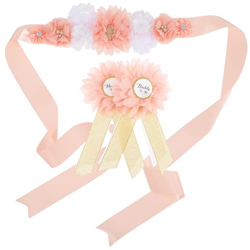 VALICLUD Faja Decorativa para Shower de Mujer Embarazada, Banda de Tela Elegante y Broche Floral para Futura Mamá, Set Único y Fácil de Combinar