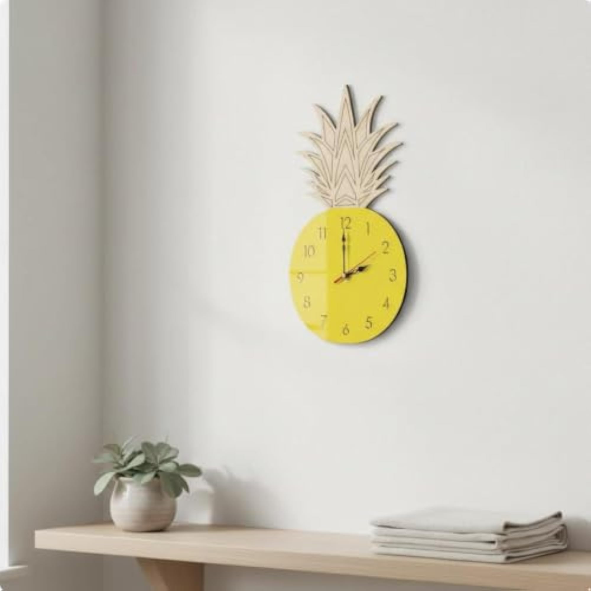 Pineapple Wall Clock, Non-Ticking Silent Decorative Clock