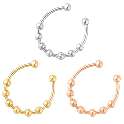 Open Rings Unisex Anxiety Rings 3Pcs Adjustable Bead Diy Stress Relief Rings