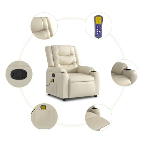 Gecheer Massagesessel mit Relaxfunktion, Kunstleder, Creme, Sessel Wohnzimmer Fernsehsessel Liegesessel für Entspannung Homeoffice Leseecke3206880 – Bild 7