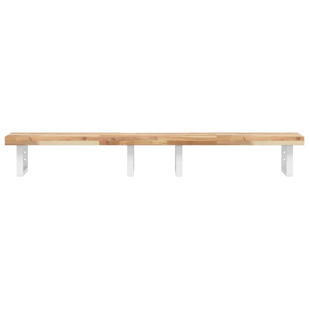 Waschtischplatte 140x40cm Akazie Massivholz mit Stahl Halterung
