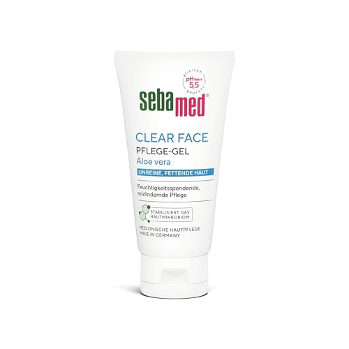 Sebamed Clear Face Unreine Haut Pflege Gel für unreine und fettende Haut, mit Aloe vera, feuchtigkeitsspendende reizlindernde Pflege, beruhigt und pflegt die Haut,macht sie glatter und geschmeidiger