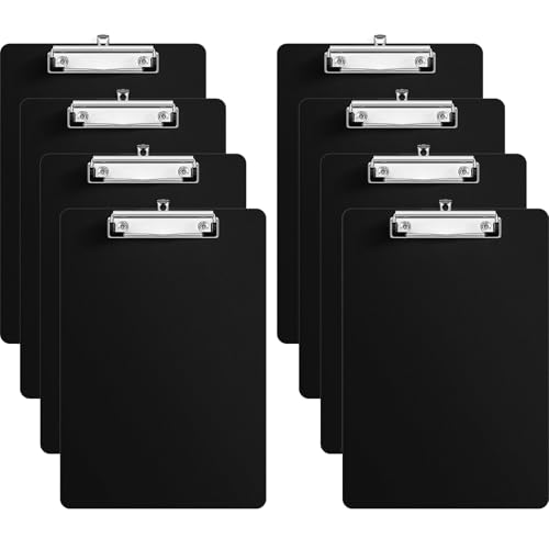 RAYNEAY A4 Clipboard Folder Black A4 Plastic Writing Clipboards 8 Pack