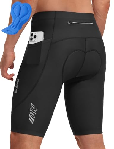 baleaf Men's Bike Shorts 4D Padded Cycling Biking Bicycle Mountain Riding Biker Cycle Zipper Pockets Quick Dry UPF 50+ Black M