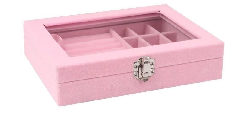 BucketList Womens Velvet Glass Ring Earrings Jewelry Box - Display Storage Showcase Holder Organizer (Small 9 Grid 9 Rows-Pink) (B0D76PRBK6) Amazon Price History, Amazon Price Tracker