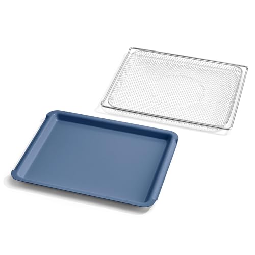 Image of Our Place Wonder Oven Pro Essentials Kit with Large Aluminum Bake Pan and Steel Air Fryer Basket | Non-Toxic, Non-stick, Easy-to-Clean Baking & Frying Accessories, Oven-Safe up to 450°F | Blue Salt