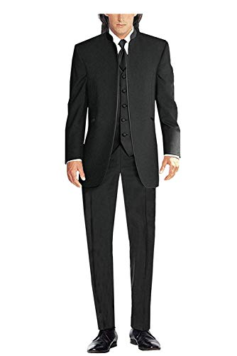 GATMSTZ Men's 3 Pieces Wedding Suit Jacket V-Neck Waistcoat Separate Pants