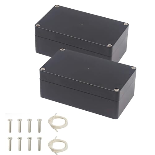 Caja de derivación impermeable IP66, caja de distribución ABS exterior, accesorios eléctricos, caja de derivación para jardín, caja de conexiones eléctricas, color negro, 2 unidades de 158 × 90 × 60