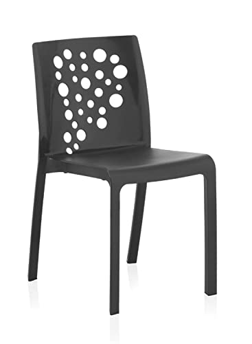 PEGANE Lot de 6 chaises de Jardin empilables en résine Coloris Anthracite - Longueur 48 x Profondeur 54 x Hauteur 81 cm