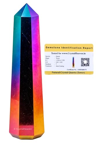 Image of Certified Titanium Aura Quartz Tower Obelisk Point For Chakra