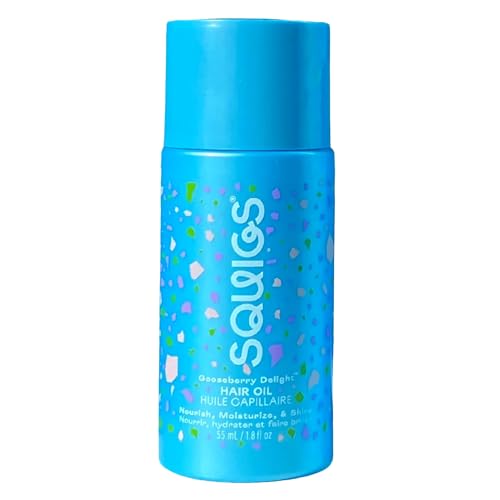 Image of Squigs Hair Growth Oil for Dry & Damaged Hair - with Amla, Castor & Coconut Oil Blend for Frizz Control, Hydration & Scalp Treatment - Pre-Wash & Styling Treatment - (1.86 Fl Oz)