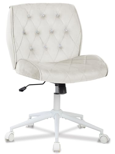 Symino Chaise de Bureau en Velours, Chaise pivotante Ergonomique, Design avec Diamants réglable en Hauteur, pour Bureau, Chambre, Coiffeuse, jusqu'à 120 kg,...