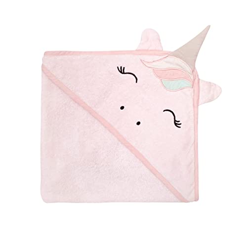Image of Masilo 100% Cotton Hooded Towel /Ideal for Babies 0-18months / Luxurious and Super Absorbent Baby Towel /Infant to Toddler Wrap Towel with Hood /Soft, Lightweight and Breathable /Unicorn /Pink