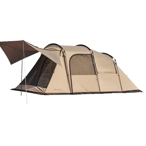 トンネルテント 大型 二室屋敷 2～4人用 ファミリー サポートポール付き キャンプ 遮光 設営簡単 pu3000