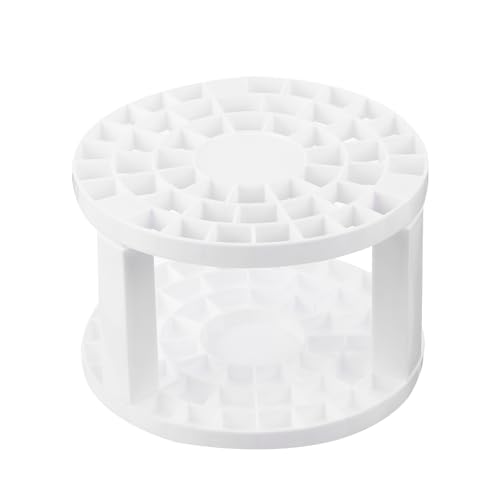 Image of PATIKIL 1pcs White Minimalist Plastic Paint Brush Holder, 49 Holes Round Artist Desk Makeup Pencil Organizer