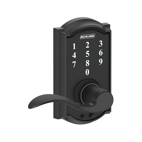 Schlage Touch Electronic Lock, Lever Handle, Camelot Trim, Matte Black - image 2