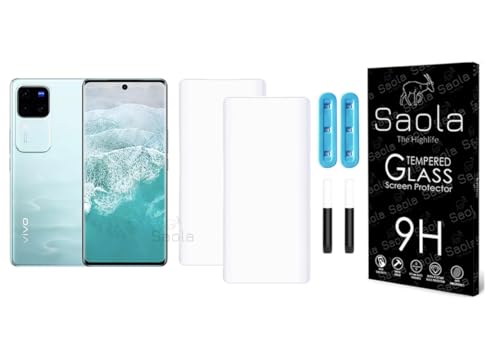 Image of Saola 2-Pack UV Curved Tempered Glass for Vivo V30 Pro | 9H Hardness | Edge-to-Edge Full Screen Coverage | UV Light Installation | Scratch Resistant | Case Friendly Screen Protector. (6.78 Inches)