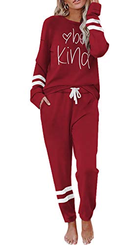 ETCYY NEW Lounge Sets for Women Two Piece Outfits Sweatsuits Sets Long Pant Pajamas Loungewear Workout Athletic Tracksuits (Wine-1, Small)