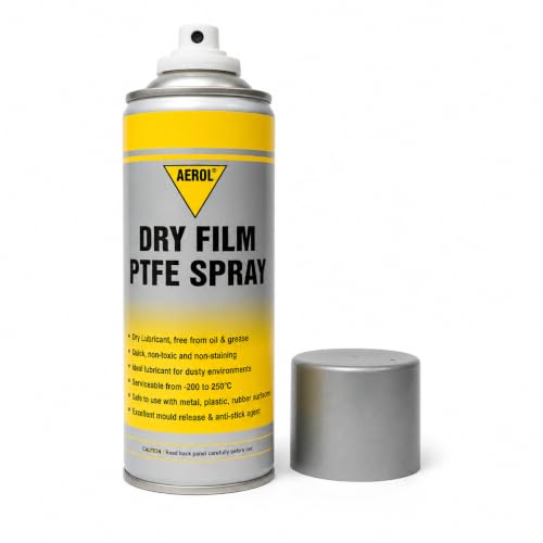Image of Aerol Dry Film PTFE Spray, (300g /466ml), High Temp 250C Lubricant for Food Processing, Packaging & Bakery Machinery, Non-Toxic Mold Release Agent, White Odorless Film