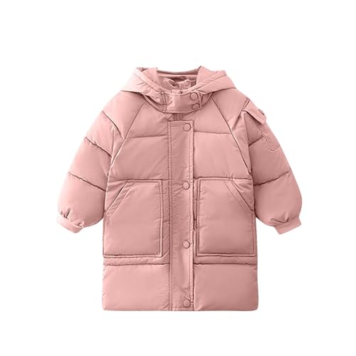 Unisex Boys Girls Midi Long Winter Coats Long Sleeved Hooded Thick Puffer Jacket Warm Windproof Outwear 2-13 Years