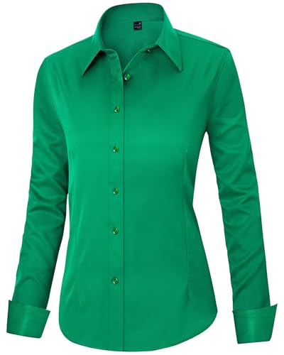 Image of J.VER Womens Dress Shirts Long Sleeve Button Down Shirt Wrinkle-Free Business Casual Blouse Office Work Tops