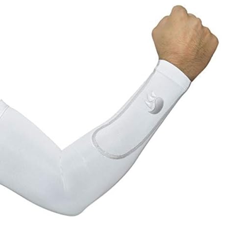 DSC Compression Arm Sleeve | White | Size: Medium | Unisex | Sun Protection | Perfect for Outdoor and Sports Activities | Performance Stretch & Moisture Wicking