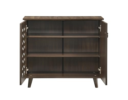 Image of DeckUp Ceylon 2-Door Engineered Wood Shoe Rack (Walnut, Matte Finish)