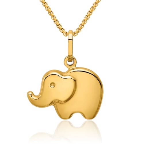 IceCarats 14K Solid Yellow Gold Elephant Necklace Chain Pendant Charm