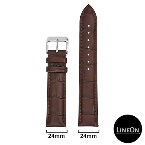 Image of Lineon Half Padded Premium Leather Mens & Womens Watch Strap For Branded Watches Compitable with Titan, Timex, Casio, Sonata and All premium Watches Tool and Pins Include