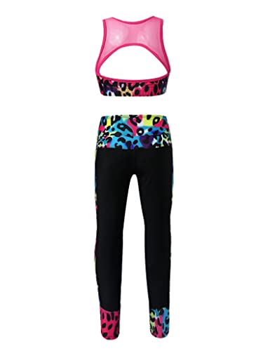 Kids Girls Graphic Print Crop Tops and Athletic Leggings Gymnastics Tracksuit Dance Yoga Running Sports Outfits2