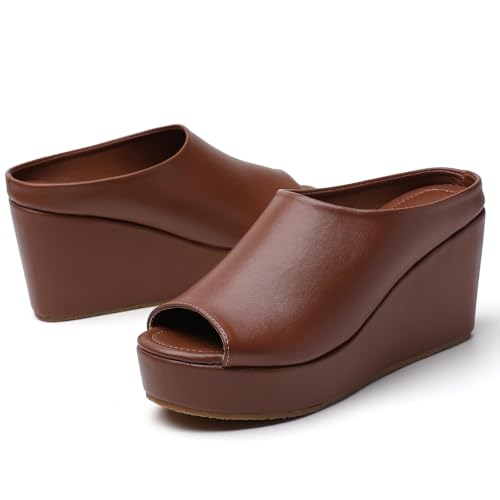 Orthopedic Wedge Sandals Women - Walking Shoes Leather Wedge Slides for Women Dressy Platform - Comfortable & Lightweight Fashion Casual Heels3