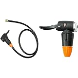 SKS GERMANY Schlauch mit Multi-Valve-Kopf für RENNKOMPRESSOR, Fahrradpumpen-Schlauch (Gewinde M 8 x 0,75), Schwarz & Eva-Kopf im Polybeutel mit Header, Fahrrad-Zubehör, Schwarz/Orange
